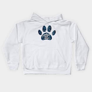 Adopt don't shop watercolor galaxy paw - blue Kids Hoodie